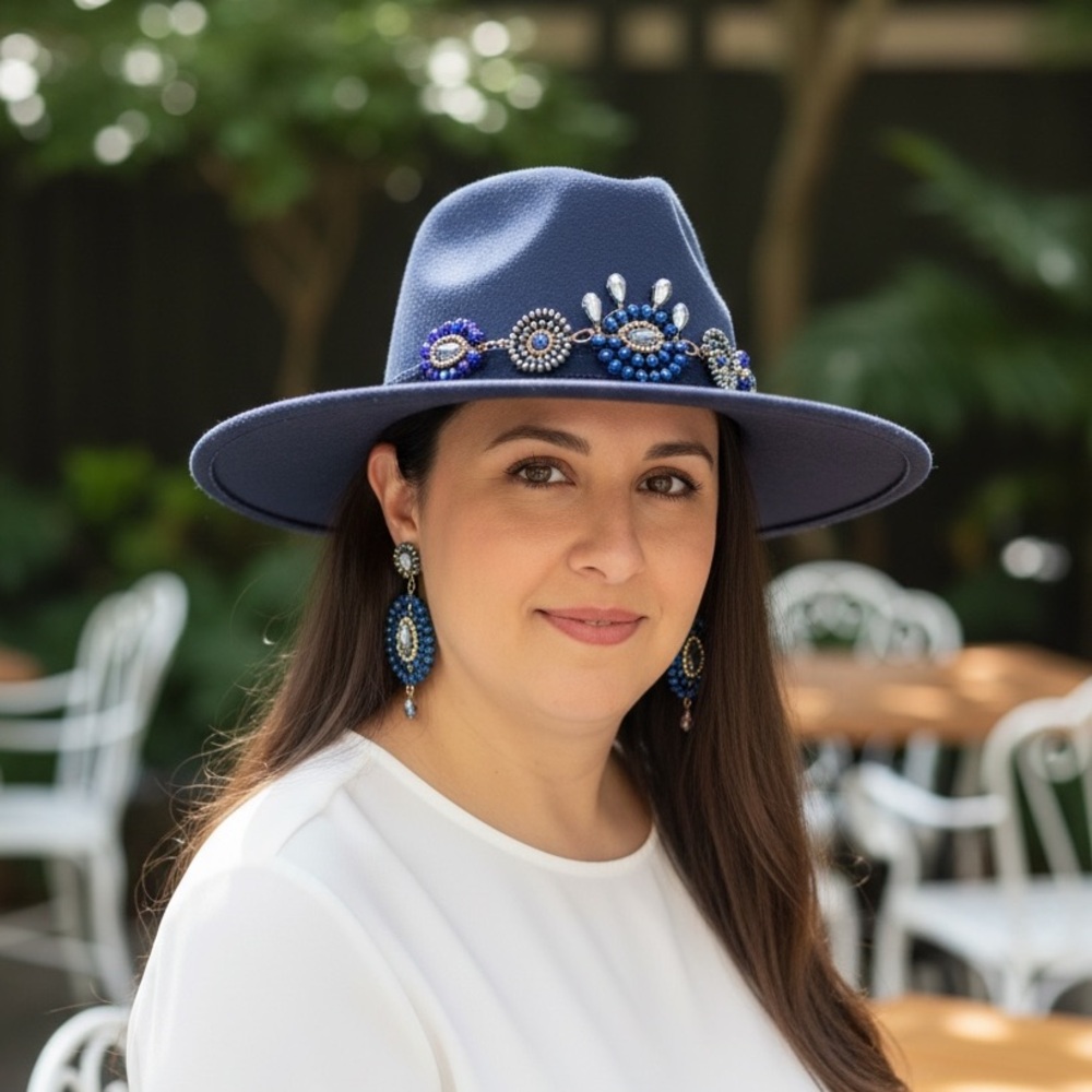 Blue suede hat